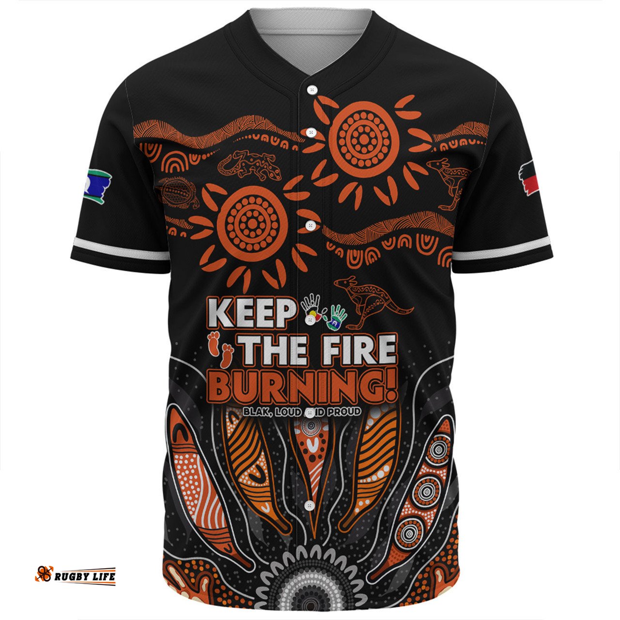 Australia Baseball Shirt Naidoc Week 2024 Indigenous Keep The Fire Burning Aboriginal Gum Leaf Painting