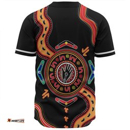 Australia Baseball Shirt Aboriginal Inspired Meeting Place Style Of Dot Painting