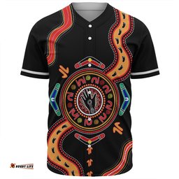 Australia Baseball Shirt Aboriginal Inspired Meeting Place Style Of Dot Painting