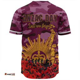 Brisbane Broncos Baseball Shirt - Brisbane Broncos Anzac Day Lest We Forget
