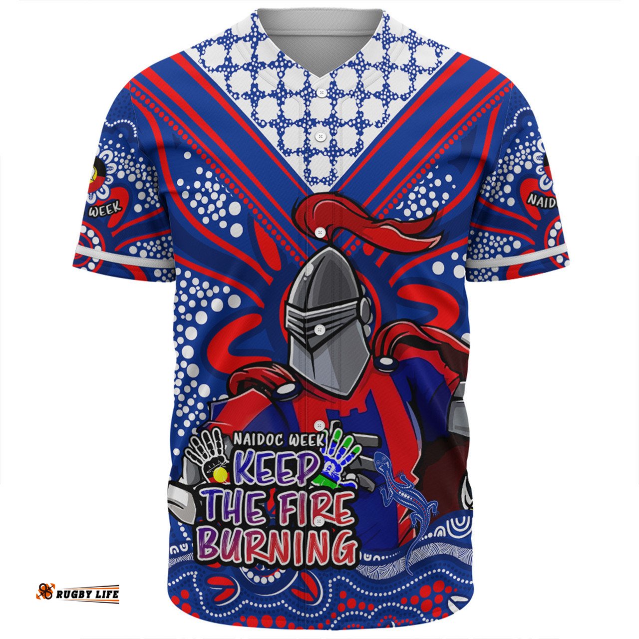 Newcastle Knights Baseball Shirt Aboriginal Inspired Naidoc Week Custom For Die Hard Fan Supporters