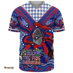 Newcastle Knights Baseball Shirt Aboriginal Inspired Naidoc Week Custom For Die Hard Fan Supporters