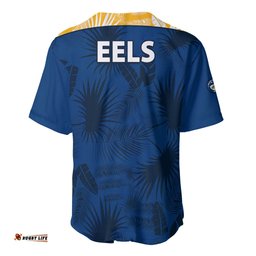 Parramatta Eels Rugby Baseball Jersey Shirt Simple Hawaiian Palms Leaf