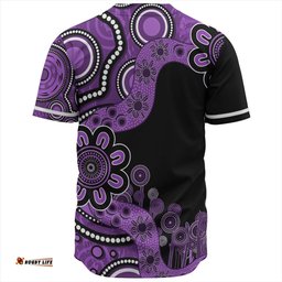 Australia Baseball Shirt Aboriginal Indigenous Dot Painting Purple