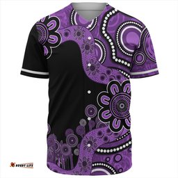 Australia Baseball Shirt Aboriginal Indigenous Dot Painting Purple
