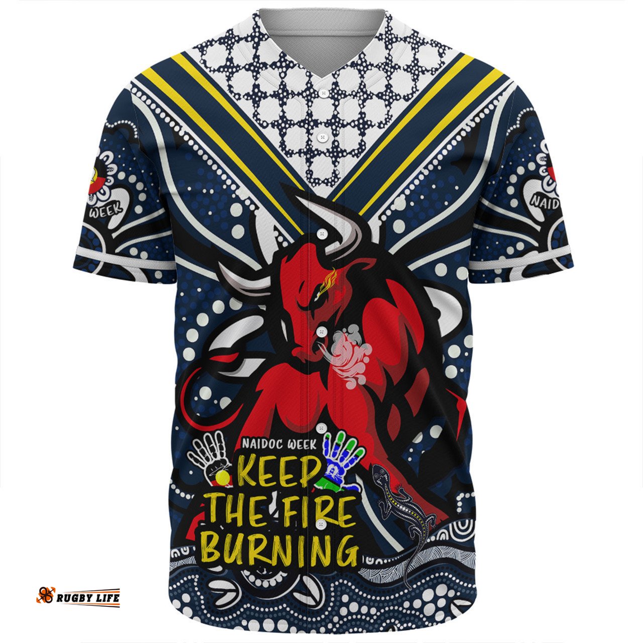 North Queensland Cowboys Baseball Shirt Aboriginal Inspired Naidoc Week Custom For Die Hard Fan Supporters