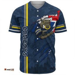 North Queensland Cowboys Baseball Shirt - Happy Australia Day Flag Scratch Style