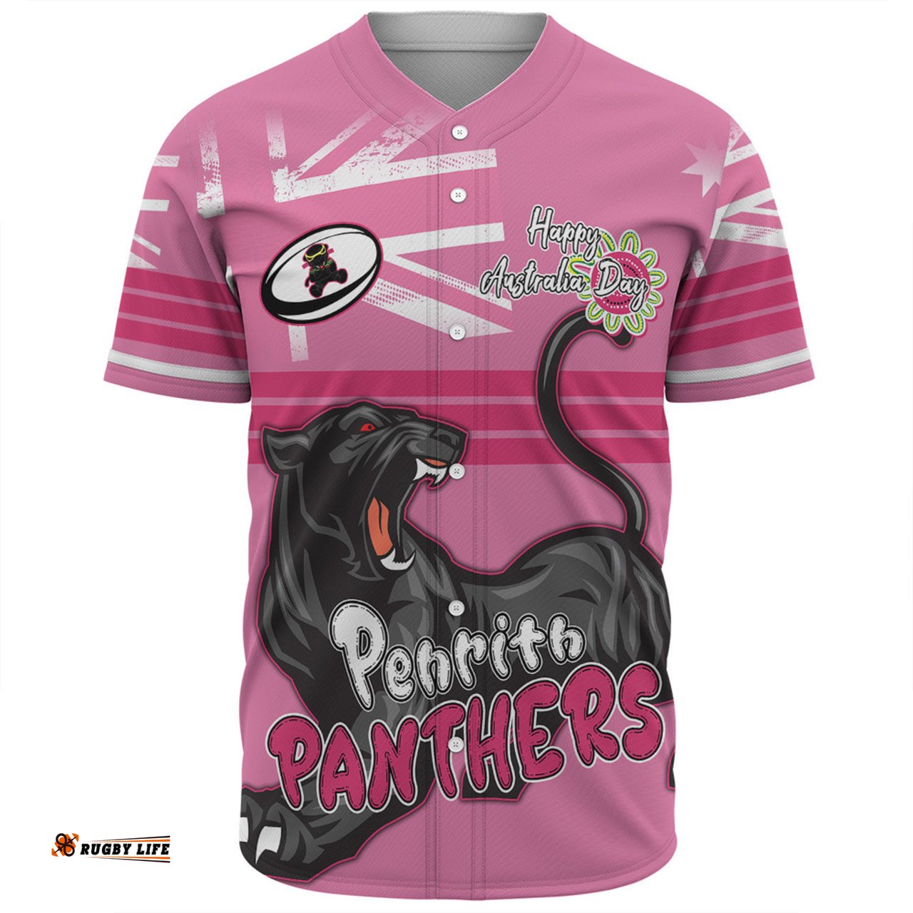 Penrith Panthers Baseball Shirt - Happy Australia Day We Are One And Free V2