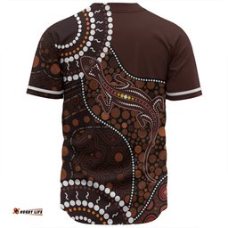 Australia Baseball Shirt Aboriginal Inspired Lizard With Dot Painting Pattern