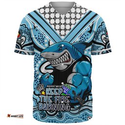 Cronulla-Sutherland Sharks Baseball Shirt Aboriginal Inspired Naidoc Week Custom For Die Hard Fan Supporters