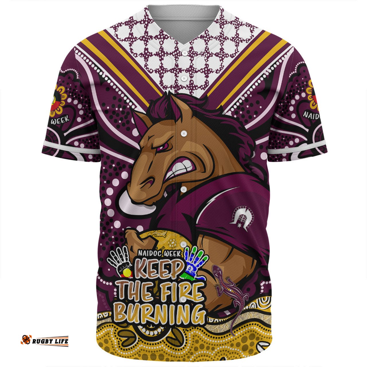 Brisbane Broncos Baseball Shirt Aboriginal Inspired Naidoc Week Custom For Die Hard Fan Supporters