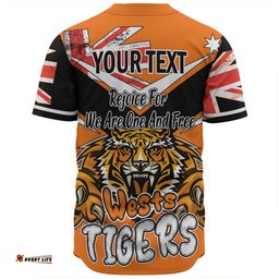 Wests Tigers Baseball Shirt - Happy Australia Day We Are One And Free V2