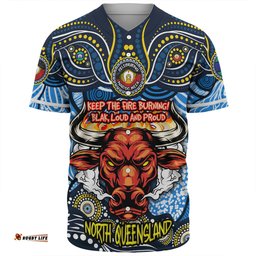 North Queensland Cowboys Baseball Shirt Celebrating Naidoc Week 2024 Aboriginal Dot Art Inspired