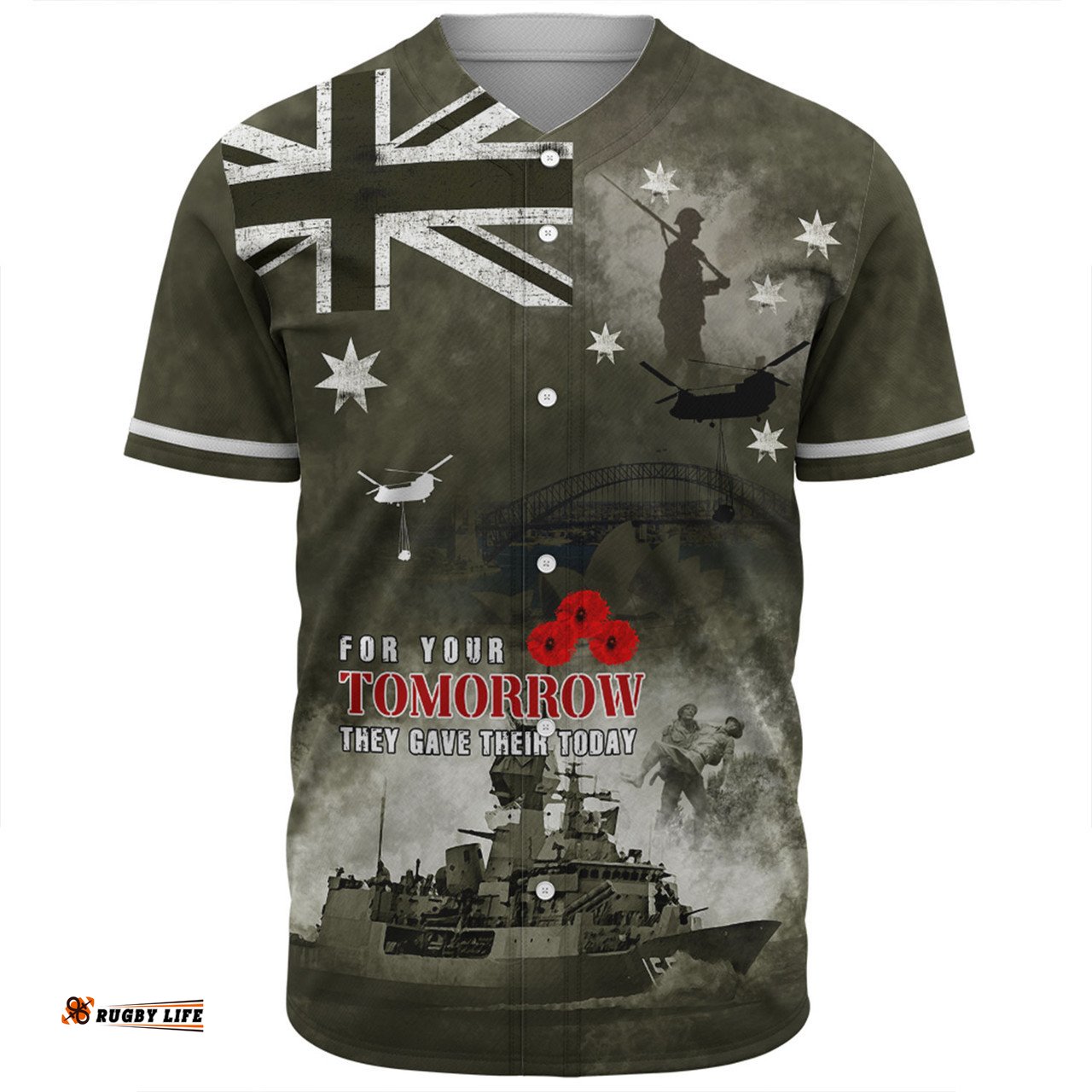 Australia Baseball Shirt Anzac Day Lest We Forget For Your Tomorrow They Gave Their Today