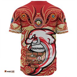 Redcliffe Dolphins Baseball Shirt Celebrating Naidoc Week 2024 Aboriginal Dot Art Inspired