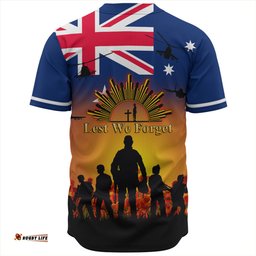 Australia Baseball Shirt Anzac Flag With Soldiers Sunset