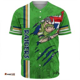Canberra Raiders Baseball Shirt - Happy Australia Day Flag Scratch Style