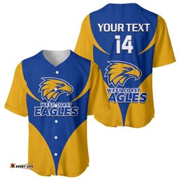 Personalised Eagles Football Baseball Jersey Shirt West Coast Sporty Style