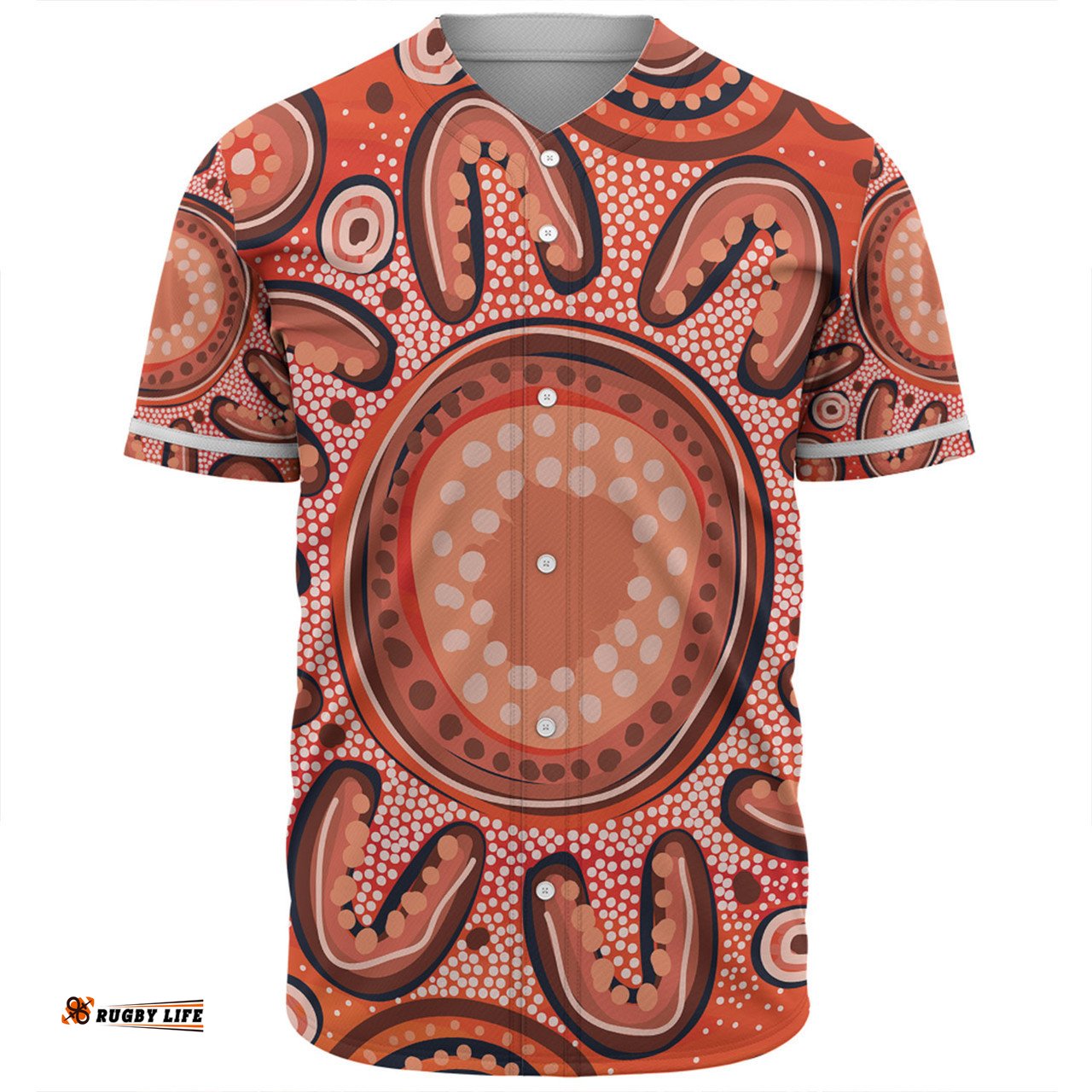 Australia Dot Painting Inspired Aboriginal Baseball Shirt - Big Flower Painting With Aboriginal Dot Baseball Shirt