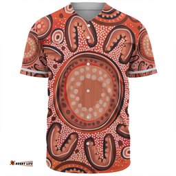Australia Dot Painting Inspired Aboriginal Baseball Shirt - Big Flower Painting With Aboriginal Dot Baseball Shirt