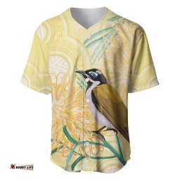 Australia Grevillea And Honeyeaters Baseball Jersey Shirt Aboriginal Art Watercolor Style