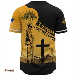 Australia Baseball Shirt Custom Anzac Day Soldiers Lest We Forget Poppy