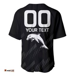 Custom Text And Number NRL Dolphins Rugby Baseball Jersey Shirt Simple Black Style
