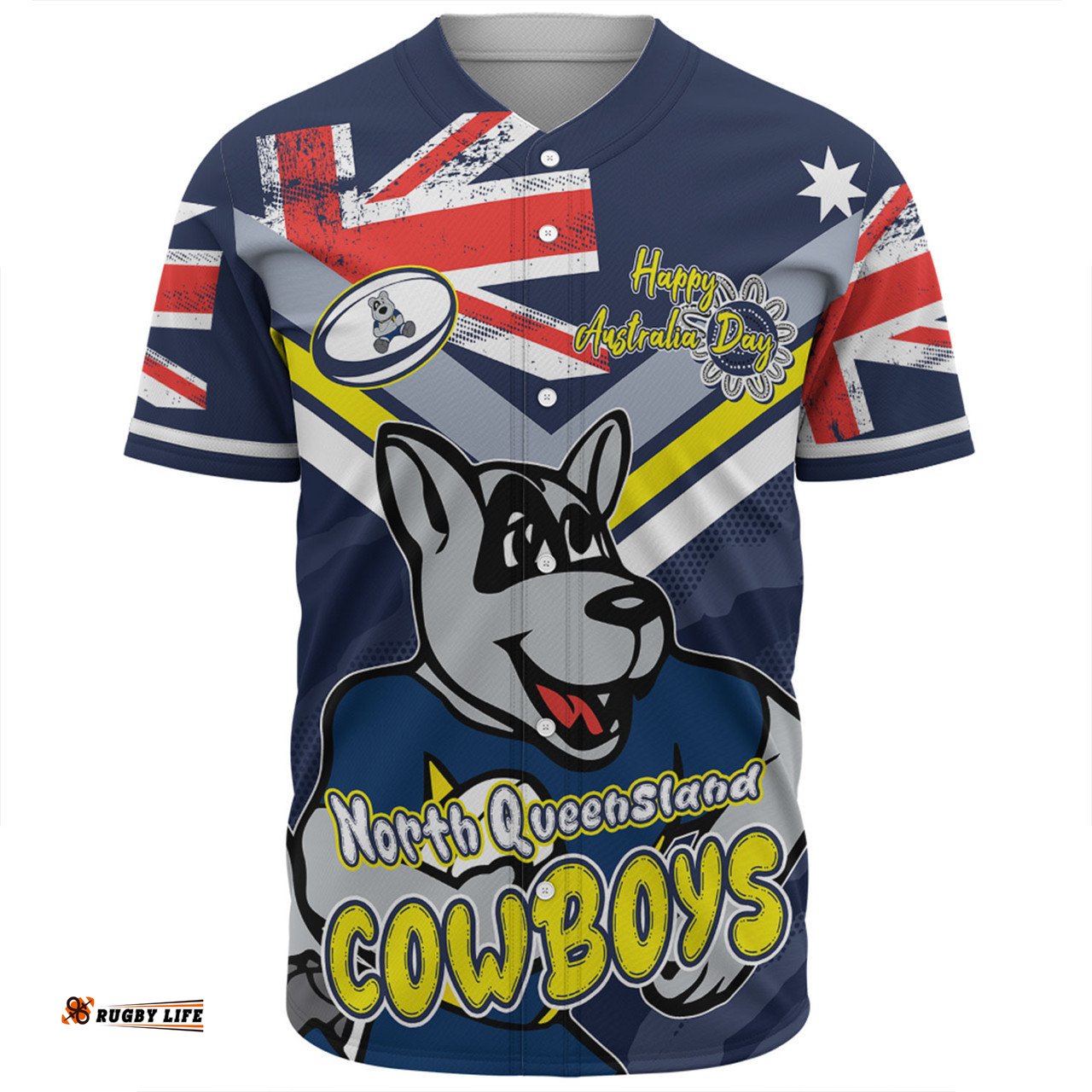 North Queensland Cowboys Baseball Shirt - Happy Australia Day We Are One And Free