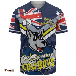North Queensland Cowboys Baseball Shirt - Happy Australia Day We Are One And Free