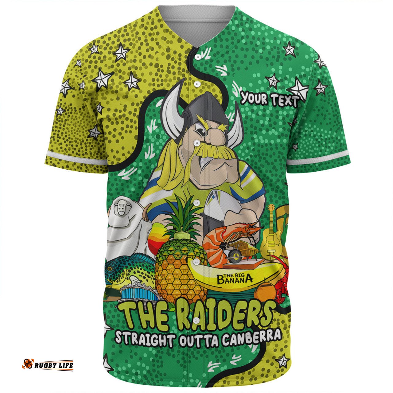 Canberra Raiders Custom Baseball Shirt - Australian Big Things Baseball Shirt