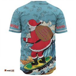 Australia Surfing Christmas Baseball Shirt - Santa Happy Chrissie Tropical Pattern Baseball Shirt