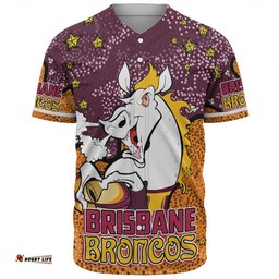 Brisbane Broncos Custom Baseball Shirt - Team With Dot And Star Patterns For Tough Fan Baseball Shirt