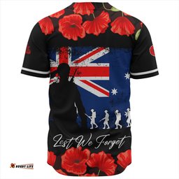 Australia Baseball Shirt Anzac Day Lest We Forget Grunge Flag