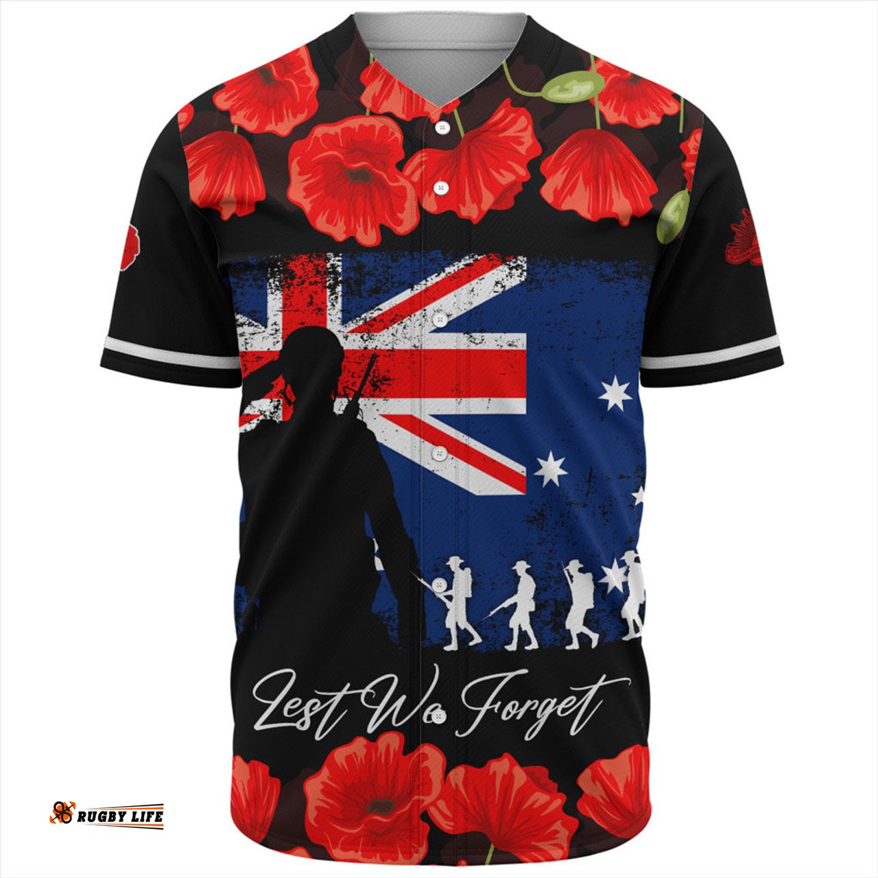 Australia Baseball Shirt Anzac Day Lest We Forget Grunge Flag