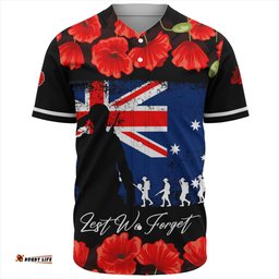 Australia Baseball Shirt Anzac Day Lest We Forget Grunge Flag