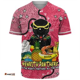 Penrith Panthers Custom Baseball Shirt - Australian Big Things (Pink) Baseball Shirt