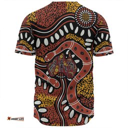 Australia Rainbow Serpent Aboriginal Baseball Shirt - Aboriginal Dot Art Snake Artwork Baseball Shirt