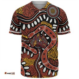 Australia Rainbow Serpent Aboriginal Baseball Shirt - Aboriginal Dot Art Snake Artwork Baseball Shirt
