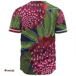 Australia Flowers Aboriginal Baseball Shirt - Australian Waratah Flower Art Baseball Shirt