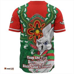 South Sydney Rabbitohs Baseball Shirt Aboriginal Inspired Naidoc Symbol Pattern