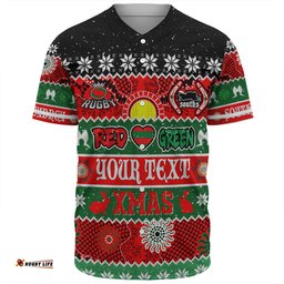South Sydney Rabbitohs Aboriginal Custom Baseball Shirt - Indigenous Knitted Ugly Xmas Style Baseball Shirt
