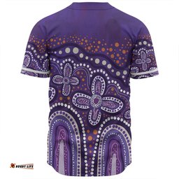 Australia Aboriginal Baseball Shirt - Dot painting illustration in Aboriginal style Purple Baseball Shirt