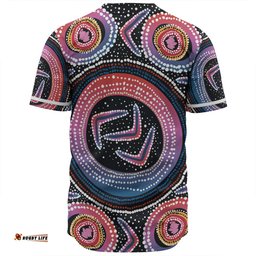 Australia Aboriginal Baseball Shirt - Aboriginal Boomerang Dot Art Baseball Shirt