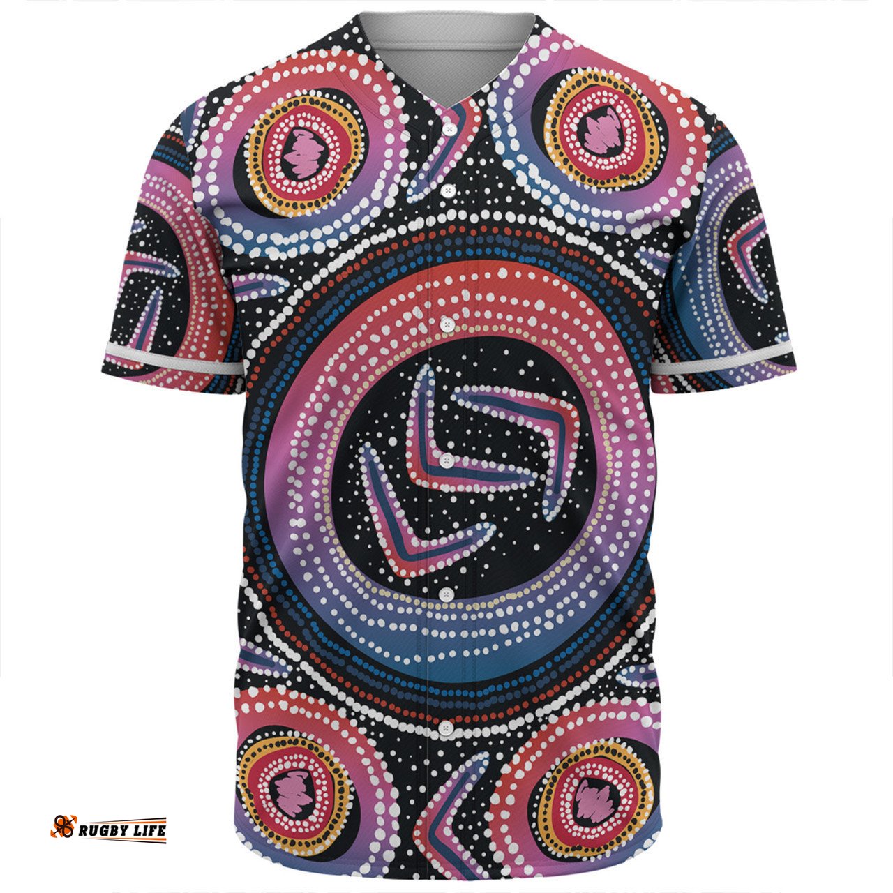 Australia Aboriginal Baseball Shirt - Aboriginal Boomerang Dot Art Baseball Shirt