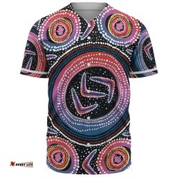 Australia Aboriginal Baseball Shirt - Aboriginal Boomerang Dot Art Baseball Shirt