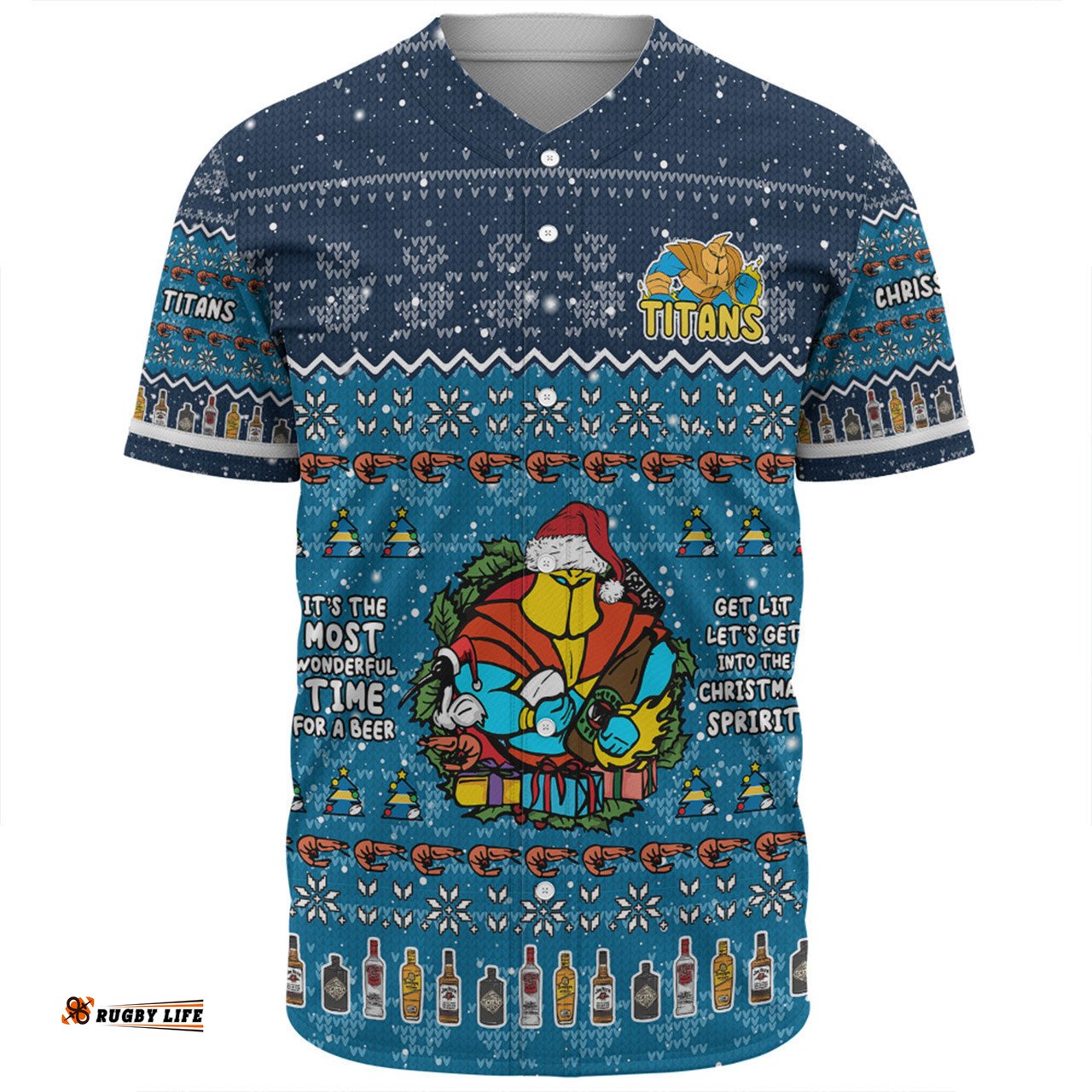 Gold Coast Titans Christmas Custom Baseball Shirt - Chrissie Spirit Baseball Shirt