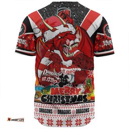 St. George Illawarra Dragons Christmas Custom Baseball Shirt - Dragons Santa Aussie Big Things Baseball Shirt