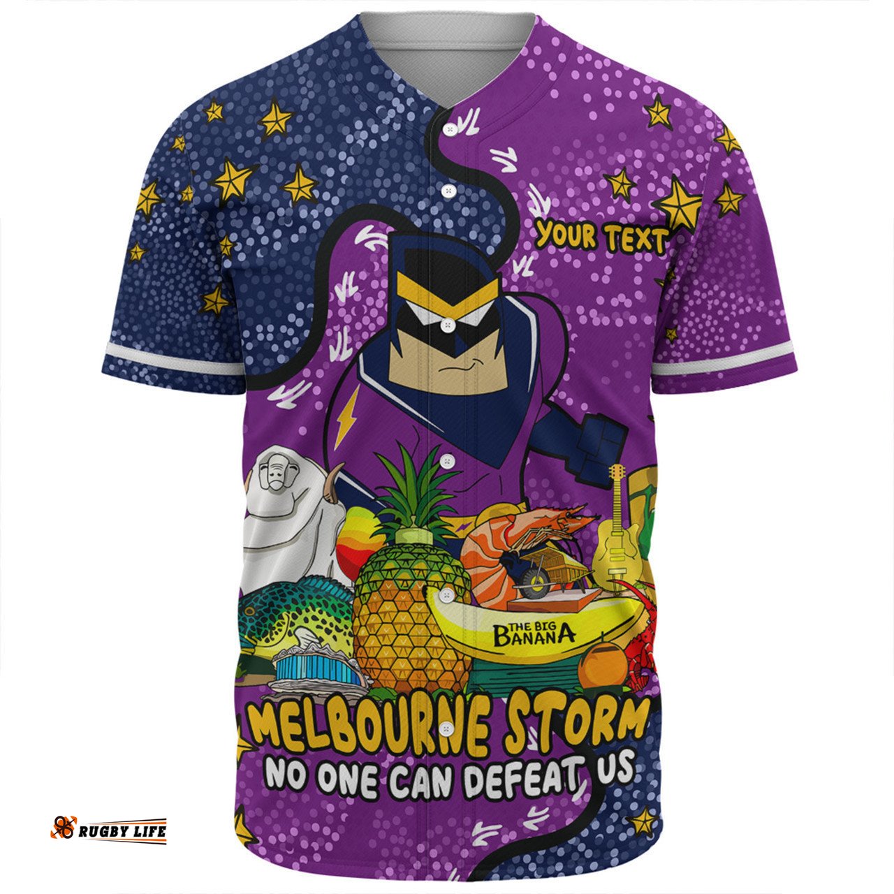 Melbourne Storm Custom Baseball Shirt - Australian Big Things Baseball Shirt