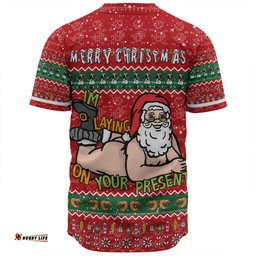 Australia Christmas Custom Baseball Shirt - Merry Chrismas I'm Laying On Your Present Baseball Shirt