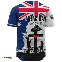 Australia Anzac Day Baseball Shirt - Anzac Day With Map And Flag Australia Baseball Shirt